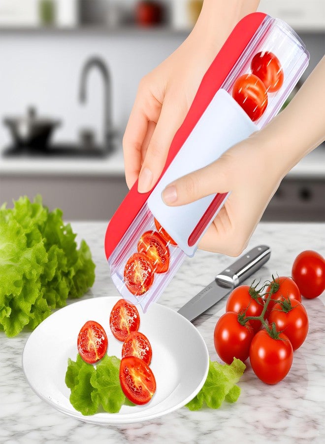 JLNGTHONG Tomato Slicer, Multi-Purpose Grape Slicer Kitchen Gadget, Tomato, Cherry, Fruit Cutter Fruit Tools into 2 Pieces (Red) - Image 4