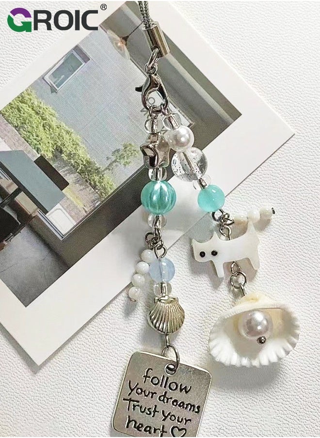 GROIC 2 PCS Cute Phone Charms, Cell Phone Charms Strap, Cats and Shells Phone Charm Accessories for Phone Bag Keychain Airpods Camera Pendants Decor  - Image 2