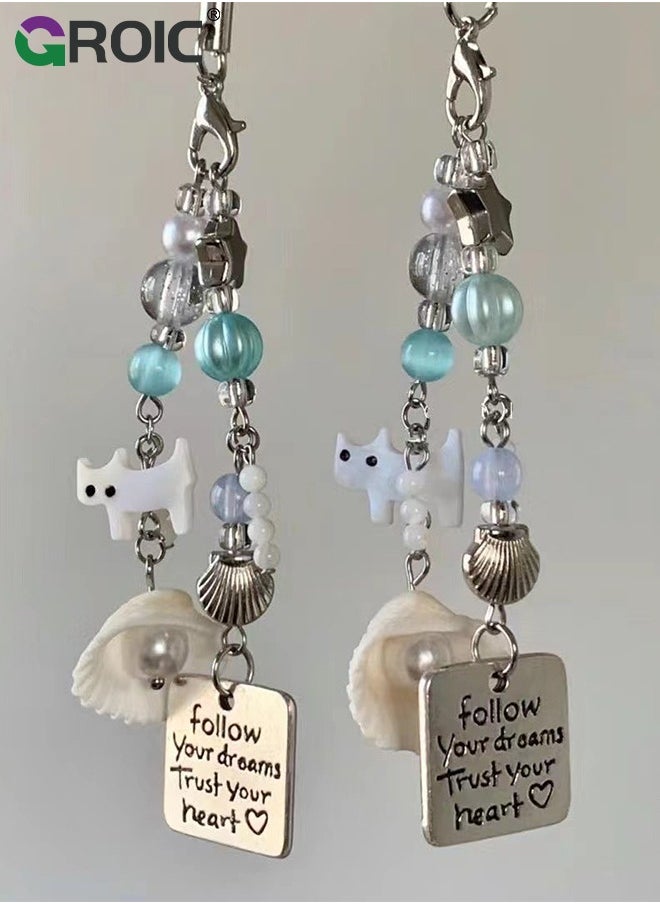 GROIC 2 PCS Cute Phone Charms, Cell Phone Charms Strap, Cats and Shells Phone Charm Accessories for Phone Bag Keychain Airpods Camera Pendants Decor  - Image 5