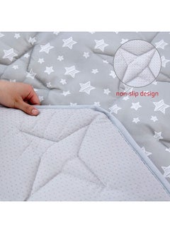 Moonsea Moonsea Hexagon Playpen Mat Compatible with Bend River Baby Playpen, Hexagon Playpen Mat, Non Slip and Cushion Play Mat Grey with Star Print  - Image 4