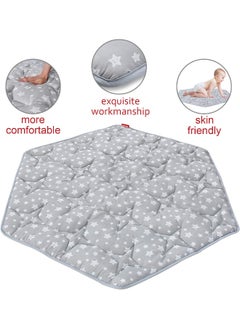Moonsea Moonsea Hexagon Playpen Mat Compatible with Bend River Baby Playpen, Hexagon Playpen Mat, Non Slip and Cushion Play Mat Grey with Star Print  - Image 2