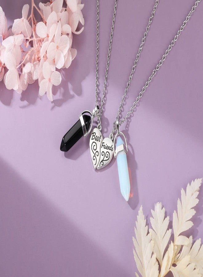 PESOENTH BFF Necklace for 2 - Matching Heart Best Friends Crystal Pendant Necklaces Friendship Gifts For Women Birthday Jewelry - Image 2