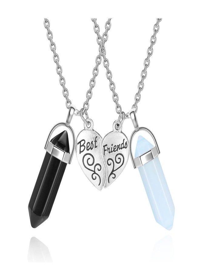 PESOENTH BFF Necklace for 2 - Matching Heart Best Friends Crystal Pendant Necklaces Friendship Gifts For Women Birthday Jewelry - Image 1