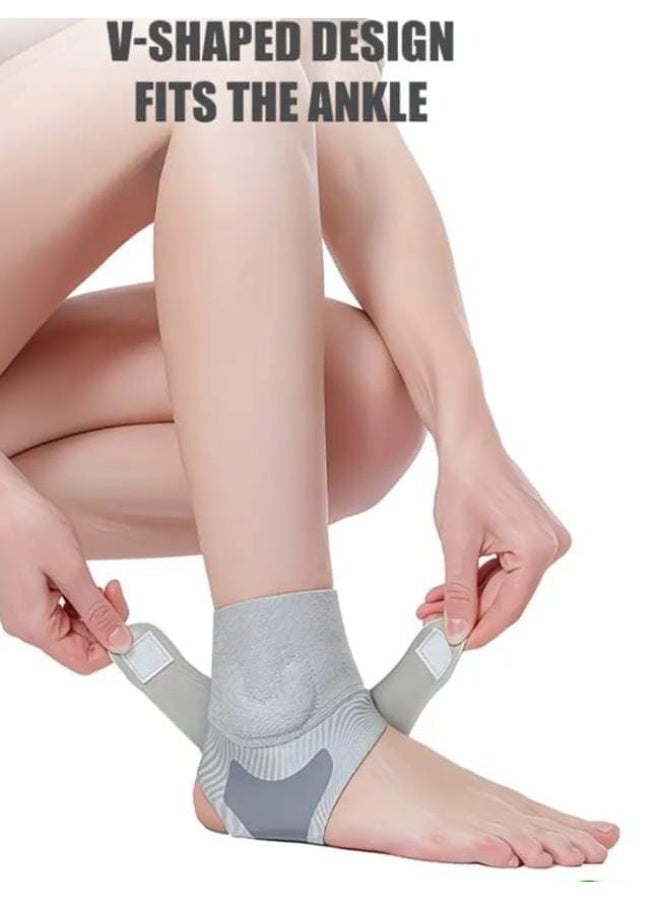 BOLREUS 1 Pc Ankle Support Brace with Silicone Gel Pad, Breathable Neoprene Compression Sleeve, Adjustable Elastic Foot Support for Sports, Running, Gym & Daily Use - Image 4