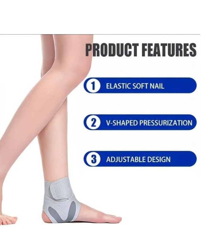 BOLREUS 1 Pc Ankle Support Brace with Silicone Gel Pad, Breathable Neoprene Compression Sleeve, Adjustable Elastic Foot Support for Sports, Running, Gym & Daily Use - Image 5