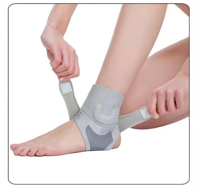 BOLREUS 1 Pc Ankle Support Brace with Silicone Gel Pad, Breathable Neoprene Compression Sleeve, Adjustable Elastic Foot Support for Sports, Running, Gym & Daily Use - Image 1