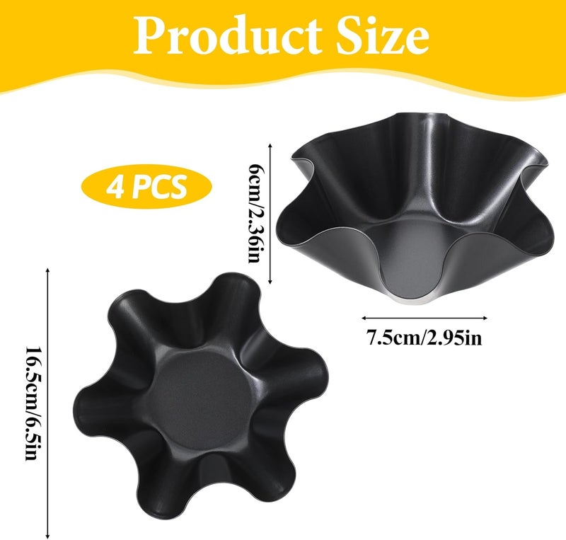 Dimeho 4 Pack Taco Salad Bowl Maker Molds Non Stick Carbon Steel Tortilla Maker Shell Pans Tostada Baking Molds for Frying Salad Home Cooking  Entertaining - Image 2