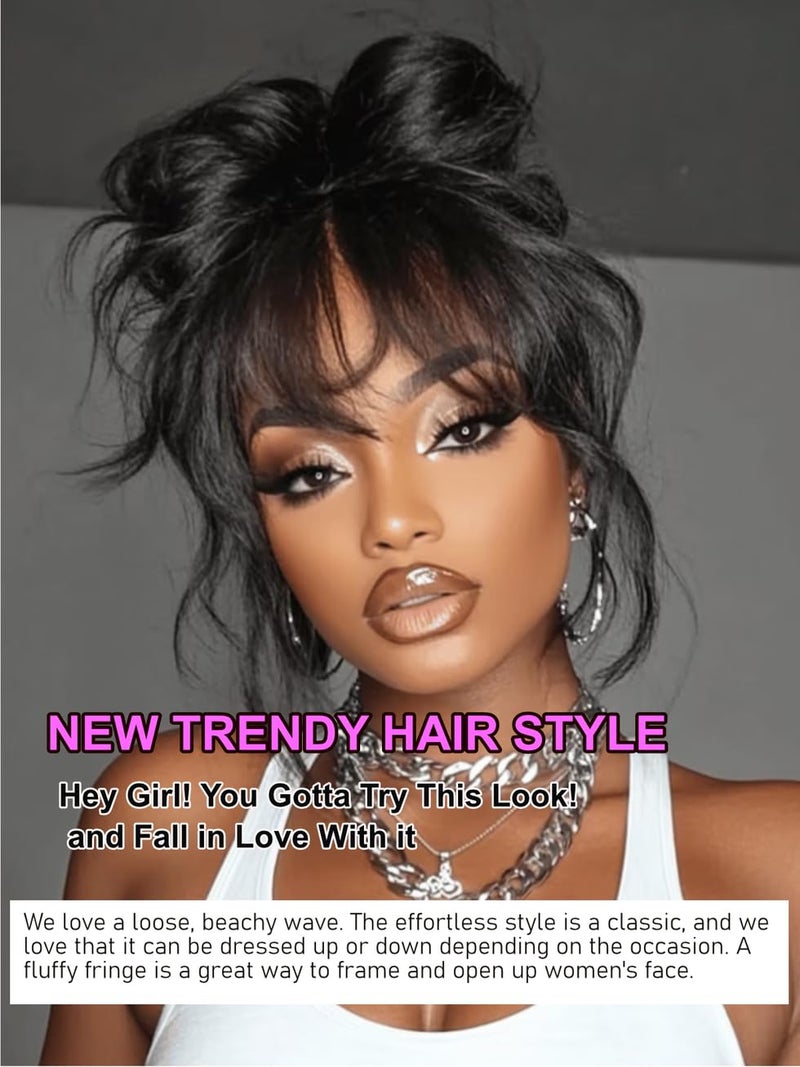 UNICE Pre Everything Body Wave 13x4 Lace Front Wigs Human Hair with Curtain Bangs Glueless Wig Human Hair Pre Plucked Pre Cut Lace Bleached Knots Ready to Wear Frontal Wig Black Color 18 inches - Image 3