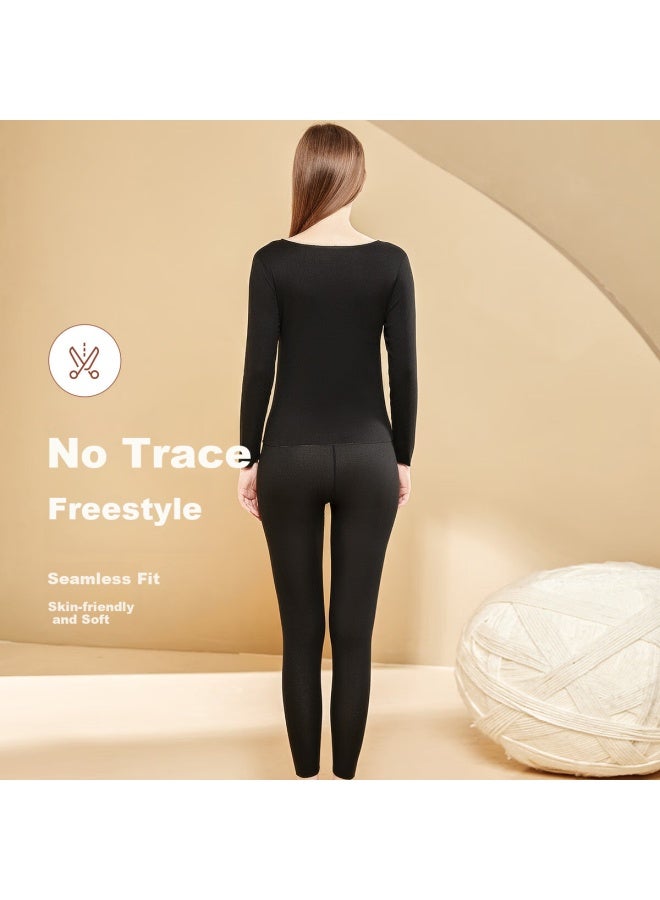 Fentengcare Women's Double-sided Fleece Lined Thermal Underwear Set With Silk And Wool, Autumn Top And Bottom Yr - Image 4