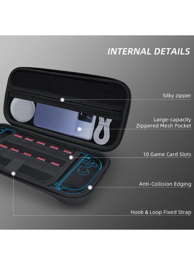 عالم eSports حقيبة حمل RISLG لجهاز Switch 2، حقيبة حمل محمولة رفيعة مناسبة لجهاز Switch 2 مع مساحة لـ 10 خراطيش ألعاب (أسود) - Image 2