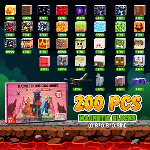 Fitrobust 200 Pack Magnetic Blocks for Kids STEM Construction Toys with Forest Theme Creative Educational Games for Ages 3 4 5 6 7 8 9 10 Ideal Birthday for Boys Girls - Image 5