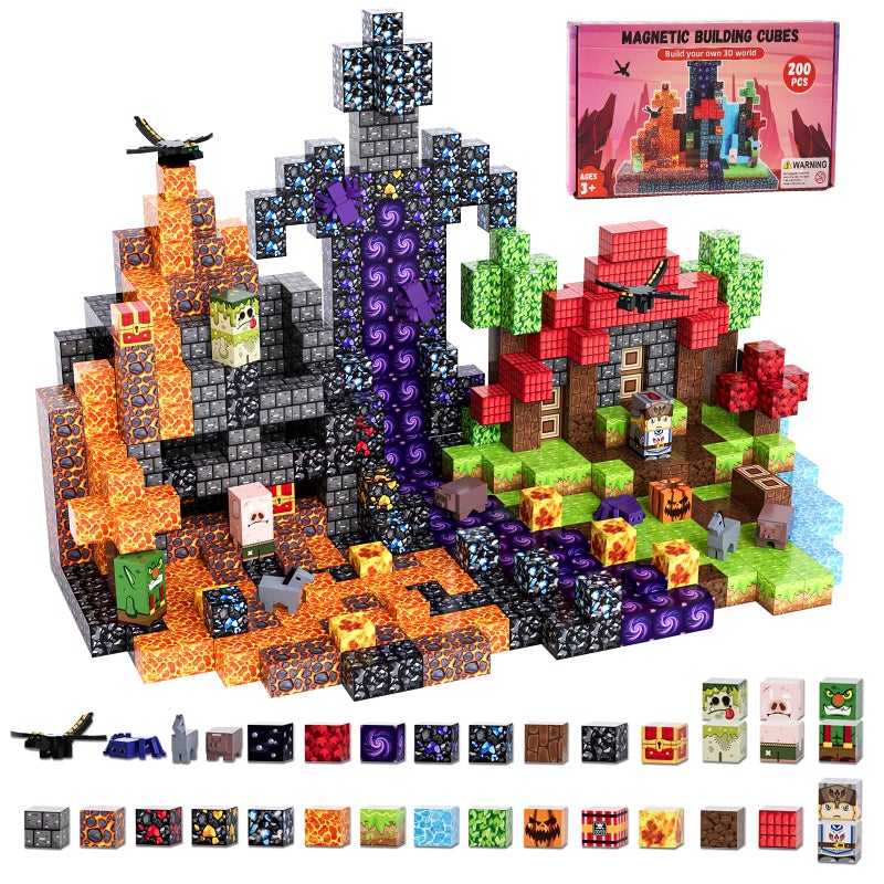 Fitrobust 200 Pack Magnetic Blocks for Kids STEM Construction Toys with Forest Theme Creative Educational Games for Ages 3 4 5 6 7 8 9 10 Ideal Birthday for Boys Girls - Image 3