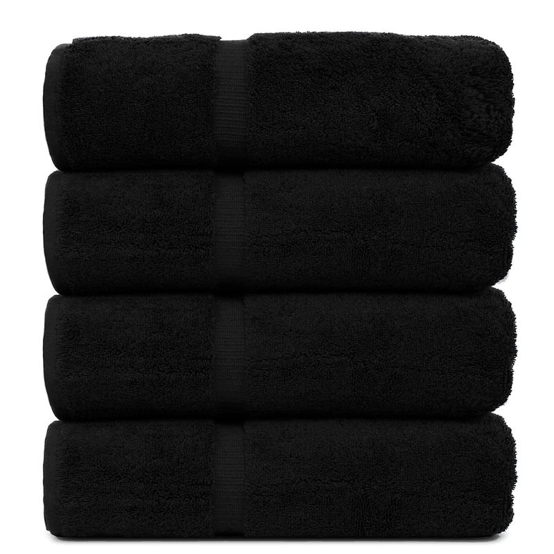 VIP BAGDA 100 Cotton 4 Piece Bath Towel Set 500 GSM Black  - Image 1