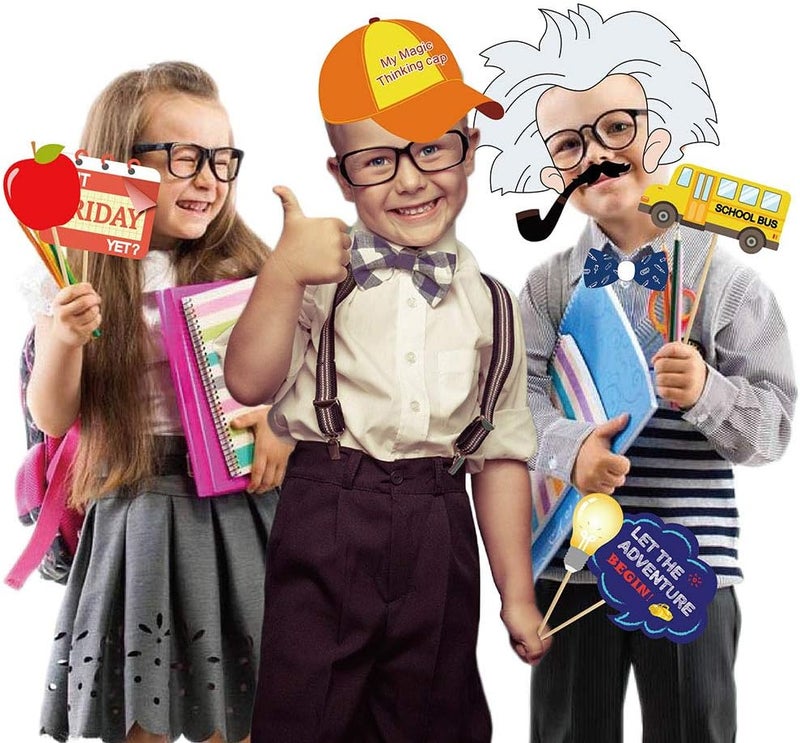 Konsait 46Count Back to School Photo Booth Props First Day of School Welcome DecorationsApple Pencil Stationery Chalkboard Decor for New Grade Celebrating Classroom Kindergarten Party Supplies - Image 5