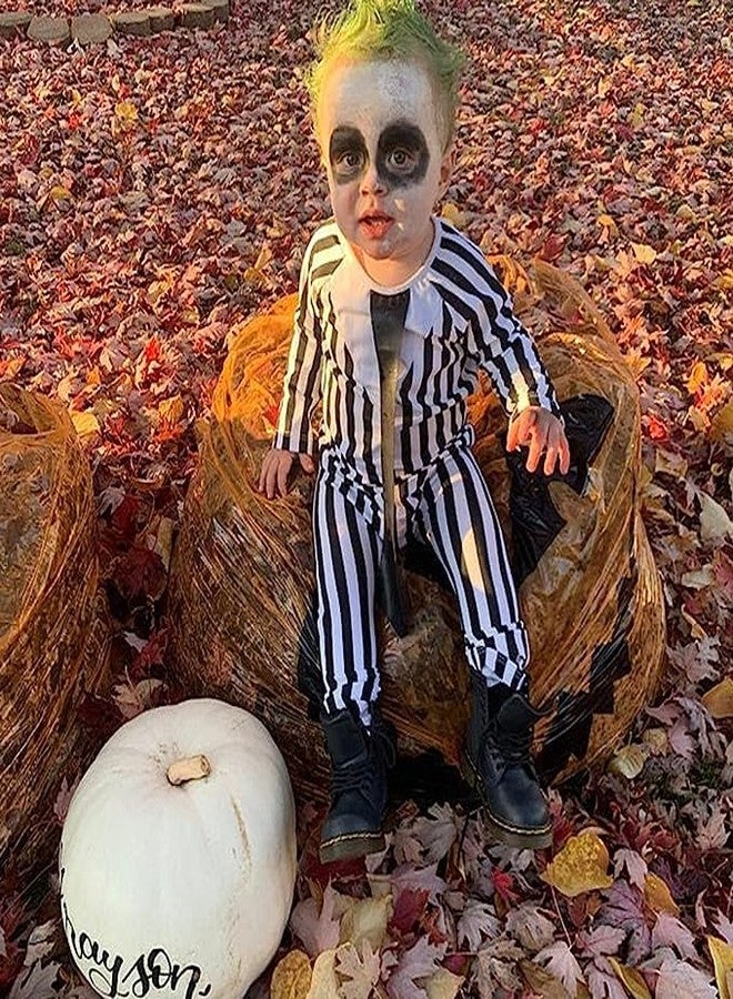 Happidoo Toddler Boy Halloween Costume Outfit Little Boy Black and White Striped Clothes (White,3 T - Image 2