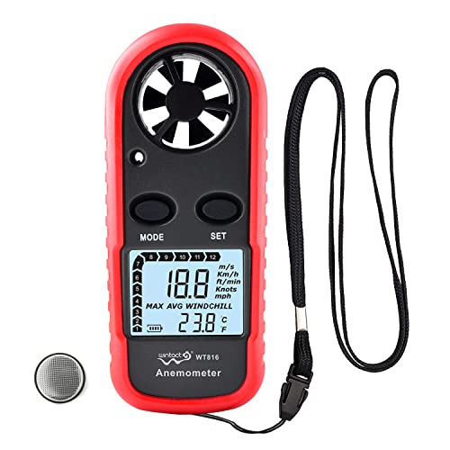 Wintact Handheld Anemometer, Digital Wind Speed Meter Gauge, Air Flow Velocity Tester with Measuring Wind Temperature 14℉ to 113℉ for HVAC Duct Outdoor Kite Boat Sailing Surfing (WT816) - Image 1