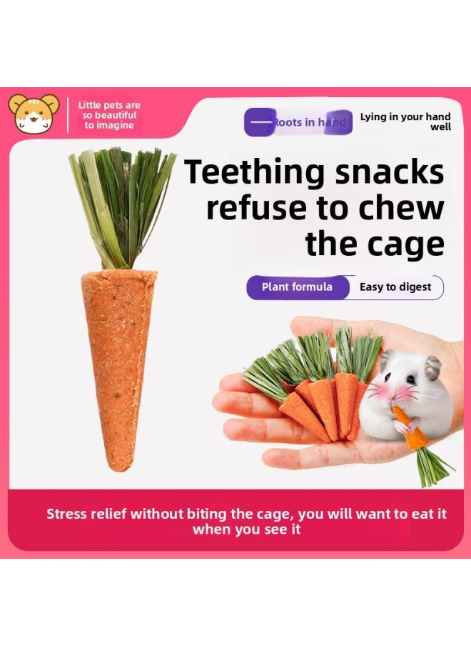 null - Hamster Molar Stick Snacks Edible Carrot Corn Molar Stone Golden Bear Flower Branch Squirrel Rabbit Toy Landscaping-Color:6 Teething Carrots + 6 Nutritional Strips - Image 1