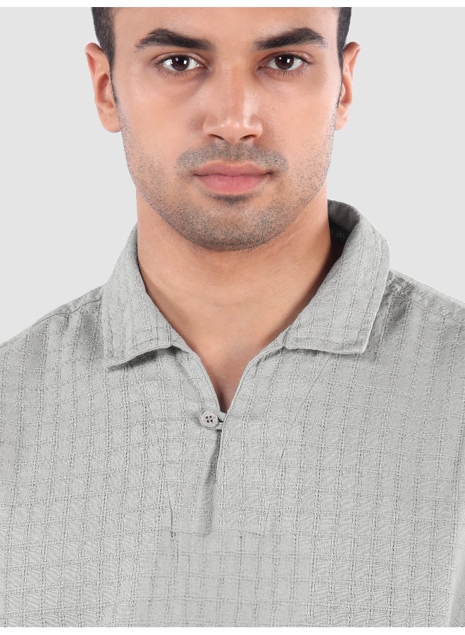Beyoung Light Grey Pullover Kurta Shirt  - Image 4