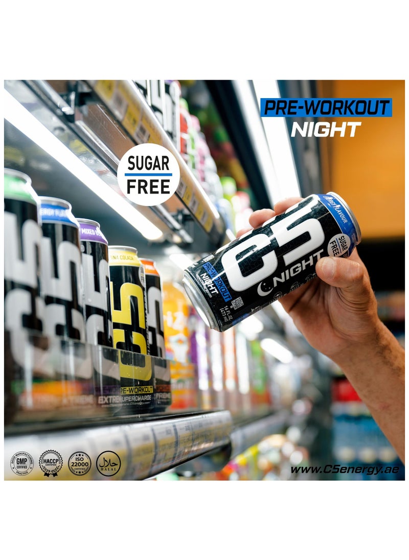 C5 Energy C5 Energy Drink Night Energy Flavour, Pre Workout, Zero Caffeine, Sugar Free, Zero Calories with Beta Alanine, L-Arginine 16fl.OZ, 473ml Caffeine Free Preworkout Pack of 12  - Image 5