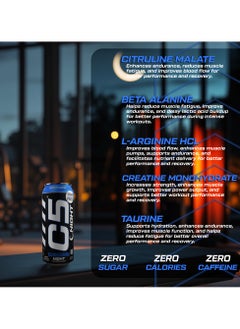 C5 Energy C5 Energy Drink Night Energy Flavour, Pre Workout, Zero Caffeine, Sugar Free, Zero Calories with Beta Alanine, L-Arginine 16fl.OZ, 473ml Caffeine Free Preworkout Pack of 12  - Image 4