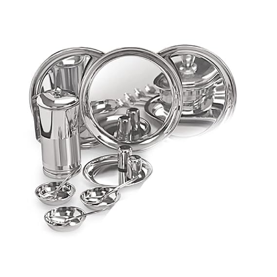 RJ kitchenware Store Stainless Steel Premium 55 pcs Dinner Set Combo Pack Dinner thali Set Glass Set Bowl Set Spoons - Image 2