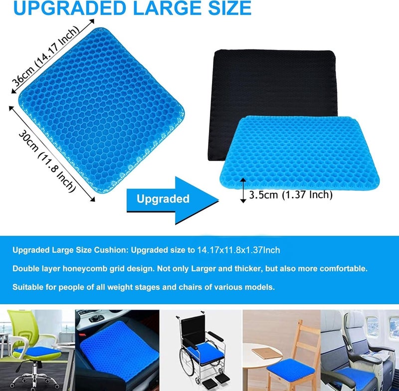 BIGXEN Gel Seat Cushion, Double Layer Gel Cushion with Non-Slip Cover, Cool Egg Chair Sea for Pressure Relief, Breathable Honeycomb for Office Chair Wheelchair Car Seat-1PCS (Square) - Image 3