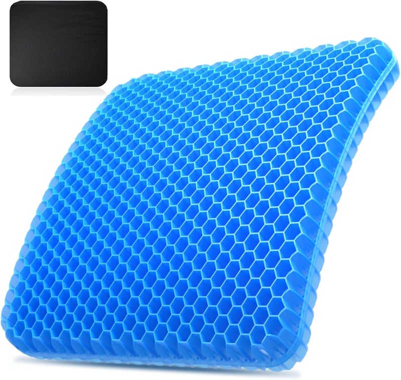 BIGXEN Gel Seat Cushion, Double Layer Gel Cushion with Non-Slip Cover, Cool Egg Chair Sea for Pressure Relief, Breathable Honeycomb for Office Chair Wheelchair Car Seat-1PCS (Square) - Image 1