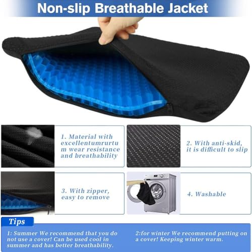 BIGXEN Gel Seat Cushion, Double Layer Gel Cushion with Non-Slip Cover, Cool Egg Chair Sea for Pressure Relief, Breathable Honeycomb for Office Chair Wheelchair Car Seat-1PCS (Square) - Image 2