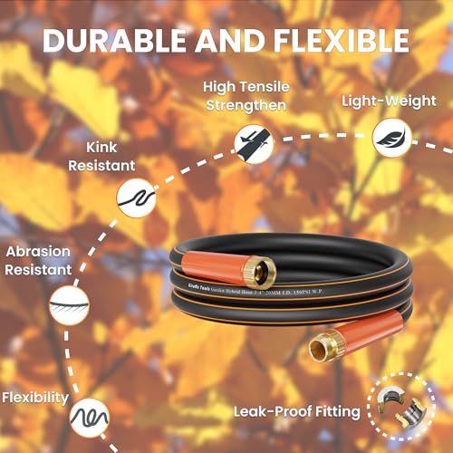 Giraffe Tools Garden Hose 12ft x 3/4", Heavy Duty Water Hose, Flexible, Hybrid Lightweight Hose with Swivel Handle, Male to Female Fittings, Burst 600 PSI - Image 2