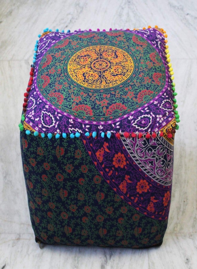 CRAFT KALA Mandala Meditation Floor Pillows Square Pillow Cover Seating Decorative Adults Bohemian Floor Cushion Cover Outdoor Living Room Throw Ottoman Poufs Cover 18X18X14 inches, Multi Six Color - Image 5