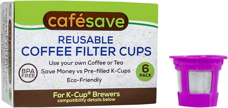 Perfect Pod Cafe Save 1-Stream Reusable K Cup Pod Coffee Filters - Refillable Coffee Pod Capsules with Built-In, Integrated Mesh Strainer for use with Keurig & Select Single Cup Coffee Makers, 6-Pack - Image 3
