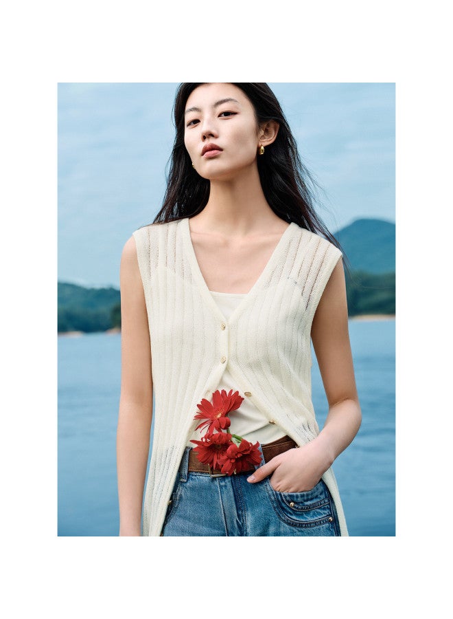 Waxbird Peacebird [solid Color Knitwear] Regular Slight Stretch Urban Casual Button Women's Knitwear - Image 2