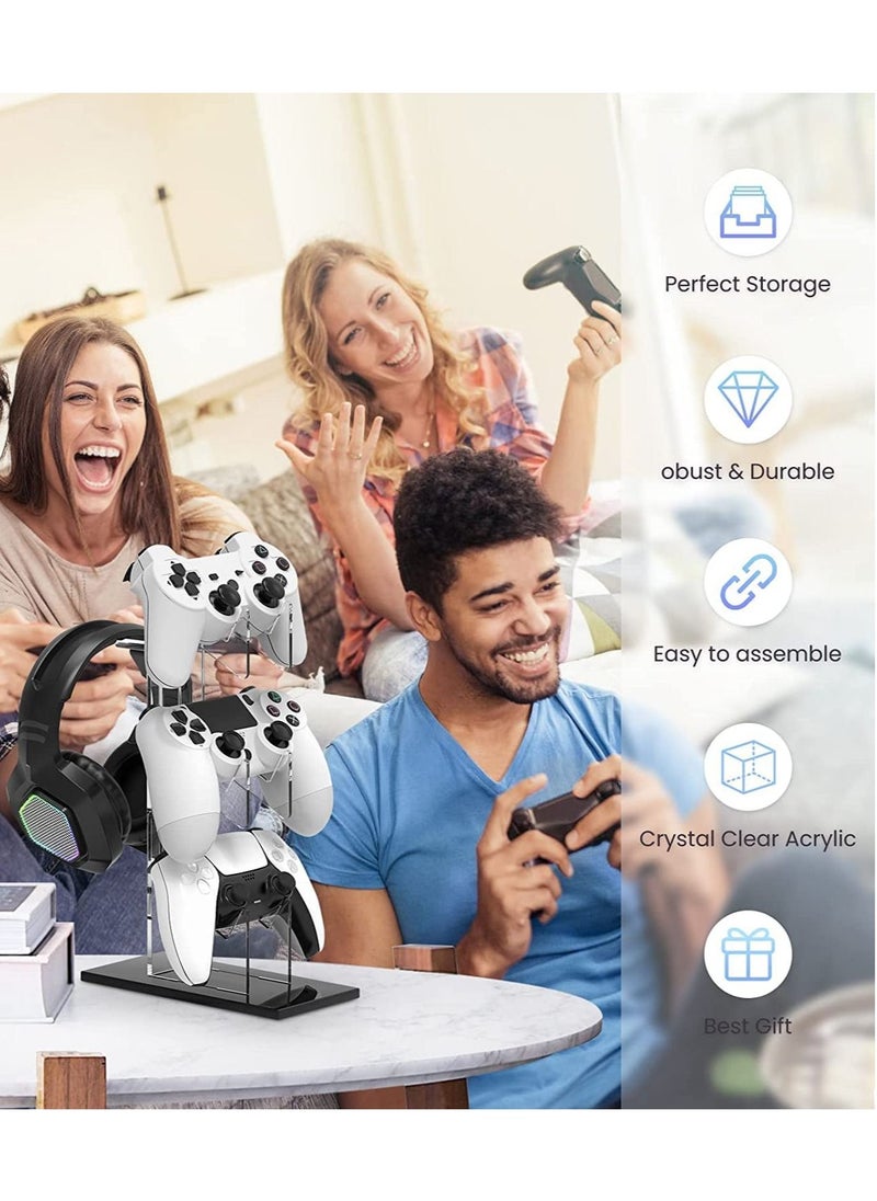 XICEN - Universal 3 Tier Controller Stand and Headset Holder Game Accessories Storage Bracket for PS5 Pro / Playstation 5 / PS5 Slim / PS4, Controller Holder Headset Stand Gaming Accessories Black - Image 1