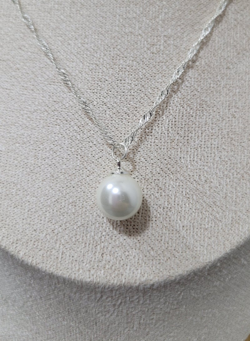 Minorisa 925 Sterling Silver Twisted Chain Necklace with Baroque Pearl - Image 1