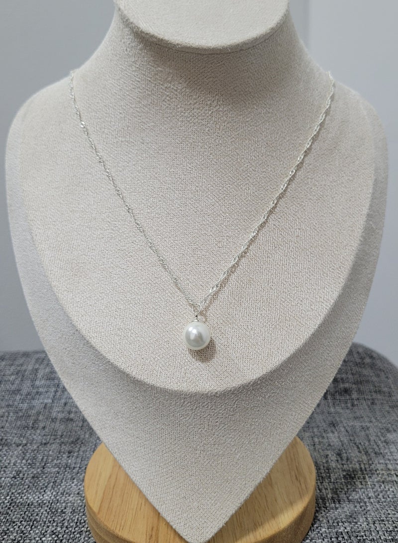 Minorisa 925 Sterling Silver Twisted Chain Necklace with Baroque Pearl - Image 2