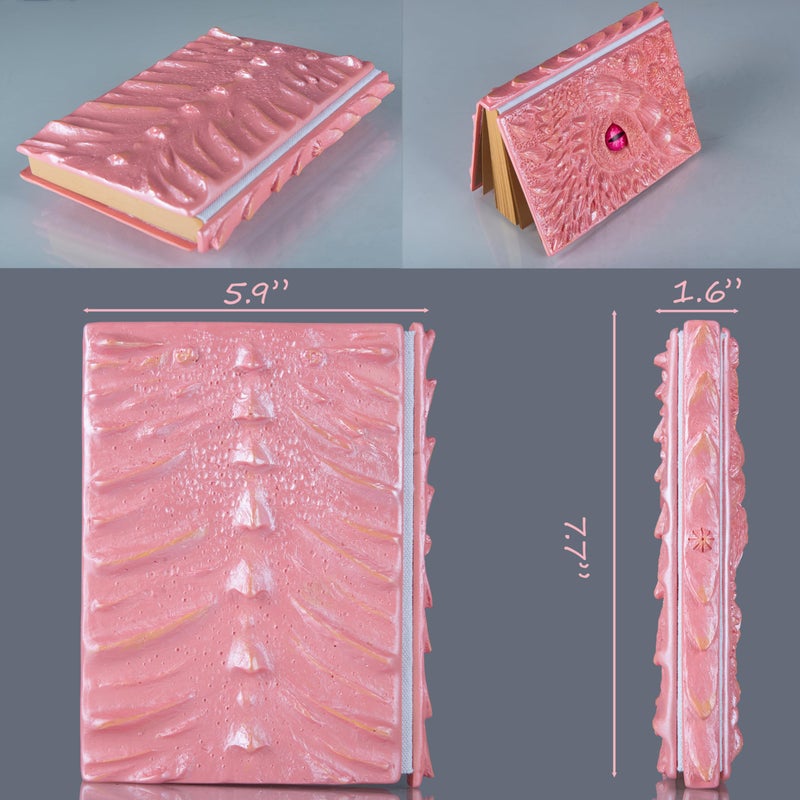 LZlightactor 3D Dragon Eye Embossed Journal Resin Engraving Notebook Dnd Notebook For Dragon Lovers  Blank Paper Hardcover Travel Notepad For Writing Sketchbook Collection Gift Decoration A4 And A5 Size (A5-Pink) - Image 2