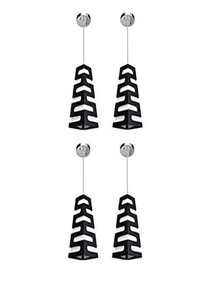WHITERAY Wooden Taper Modern Laser cut design Hanging Light Best light for your home and all places(Set of 4)