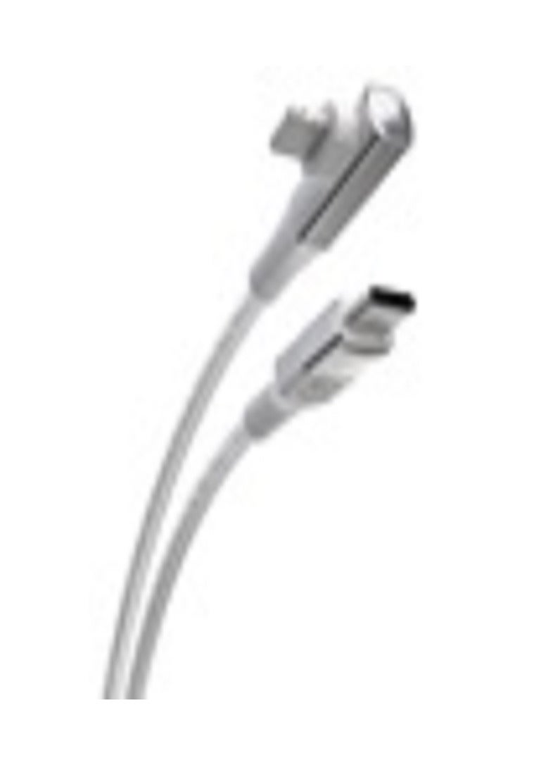 Scosche Scosche Ci4BRA6WT-SP Strikeline RA Premium USB-C to Right-Angle MFi Certified Charge & Sync Braided Cable 6-ft. White/Silver 