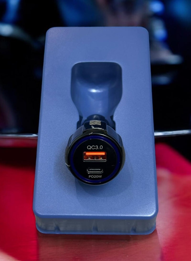 أس بي شاحن سيارة ذكي سريع QC3.0 PD20W+QC18W مع ​​منفذين متوافقين - Image 5