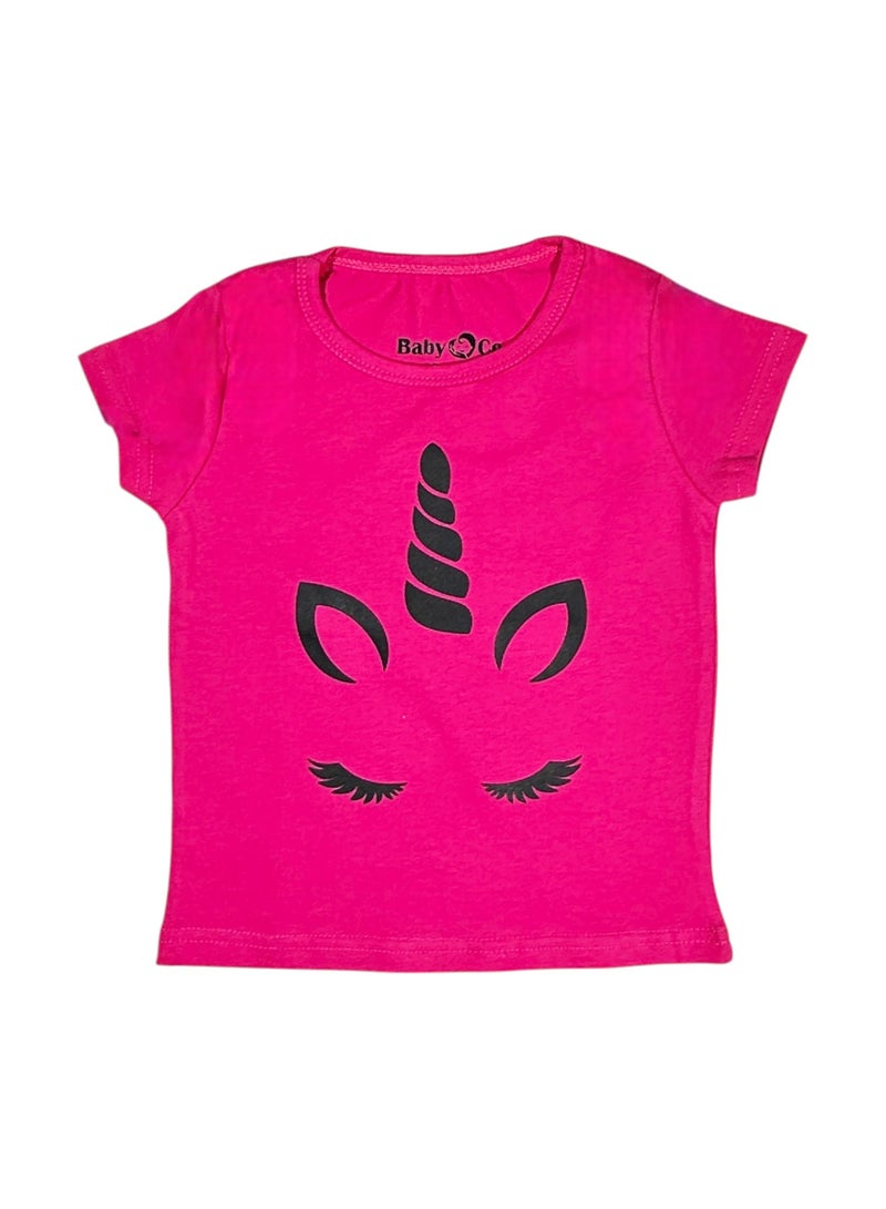 بيبي كو تي شيرت بناتي بينك يوني كورن - Image 1