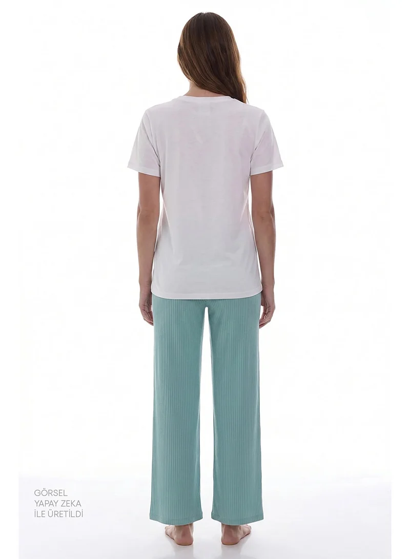 Penti Women Mama Stay Calm Short Sleeve Trousers Mint/Green Set