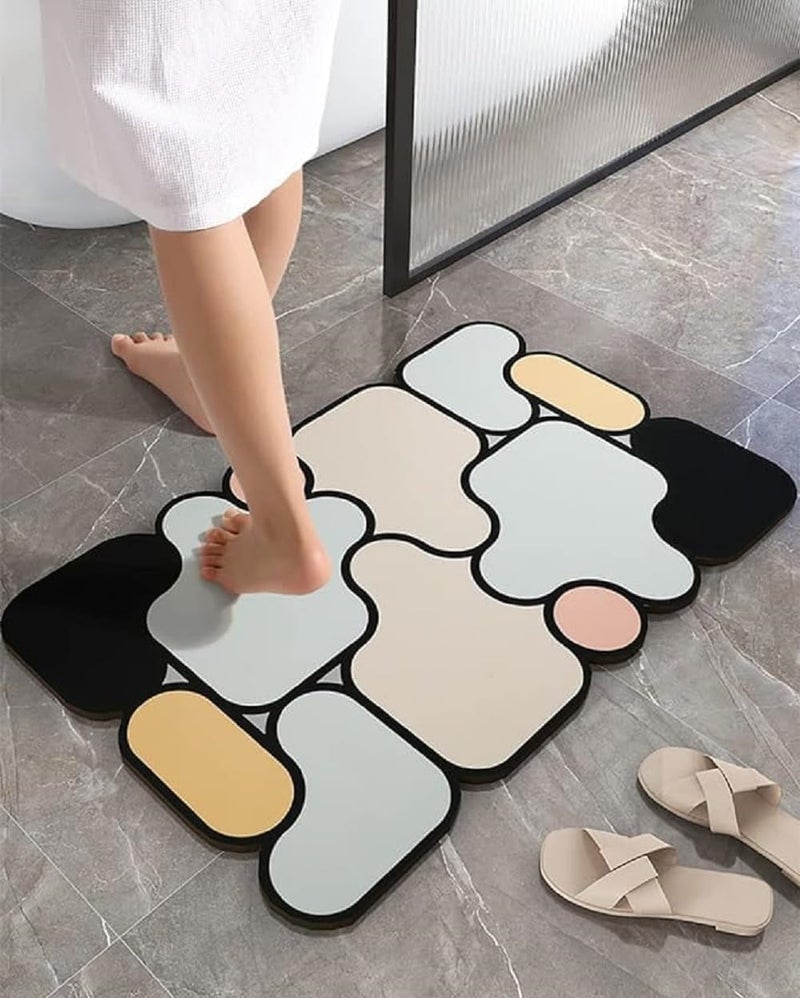 KACHKIT SpecialShaped Puzzle 5D Mat Absorbent QuickDrying Diatom Mud Bathroom Floor Mat Bathroom Toilet NonSlip Foot Mat Toilet Door Mat Foot Pad Entry Door for Home Multicolour - Image 2