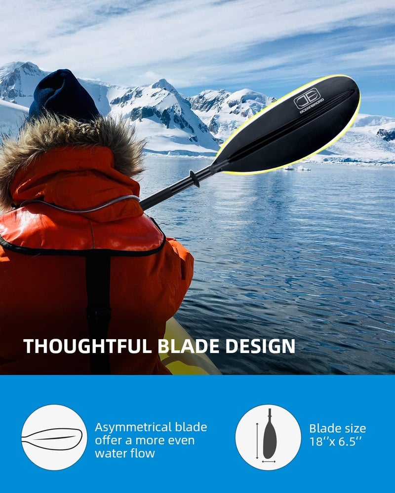 OCEANBROAD Kayak Paddle 86in/218cm, 90.5in/230cm, 95in/241cm Alloy Shaft Kayaking Boating Canoeing Oar with Paddle Leash - Image 5