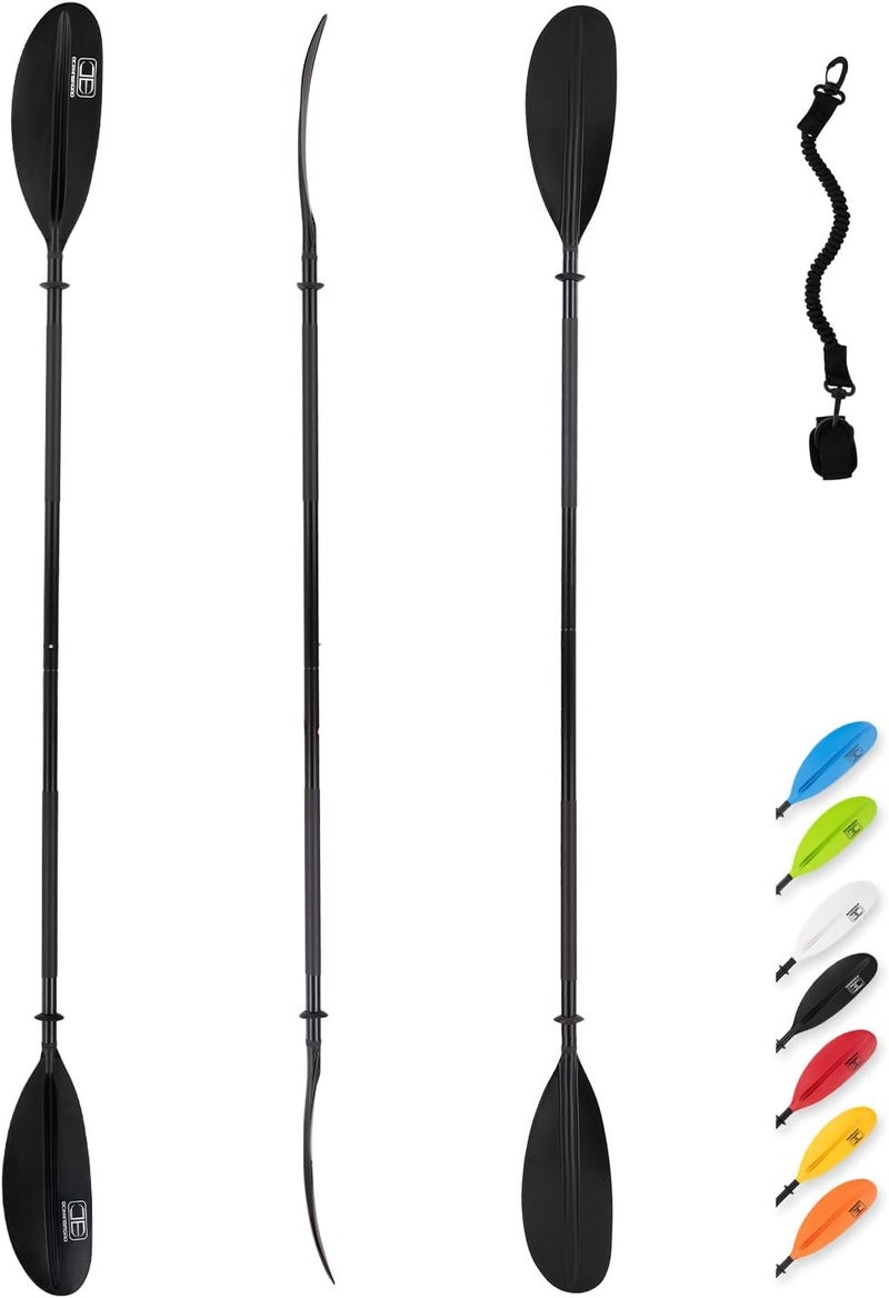 OCEANBROAD Kayak Paddle 86in/218cm, 90.5in/230cm, 95in/241cm Alloy Shaft Kayaking Boating Canoeing Oar with Paddle Leash - Image 1
