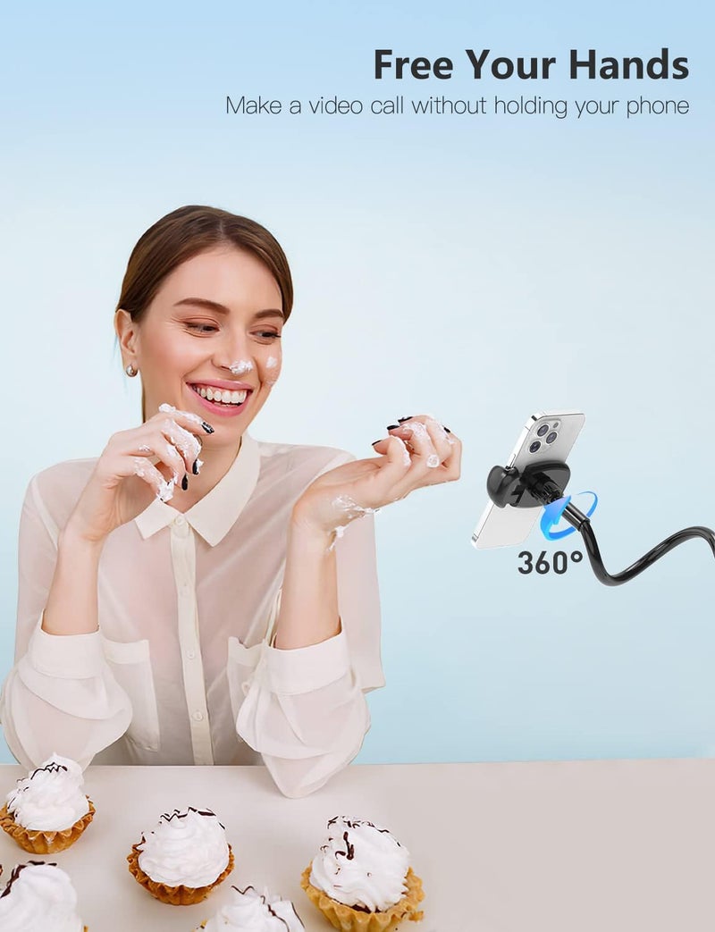 Tryone Gooseneck Phone Holder Stand for Bed Flexible Arm Adjustable Cell Phones Mount Clamp on Desk Bedframe Compatible with iPhone 14 Pro Max 13 12 11 X SE Series/Samsung S22 or Other 4"-7" Devices - Image 3