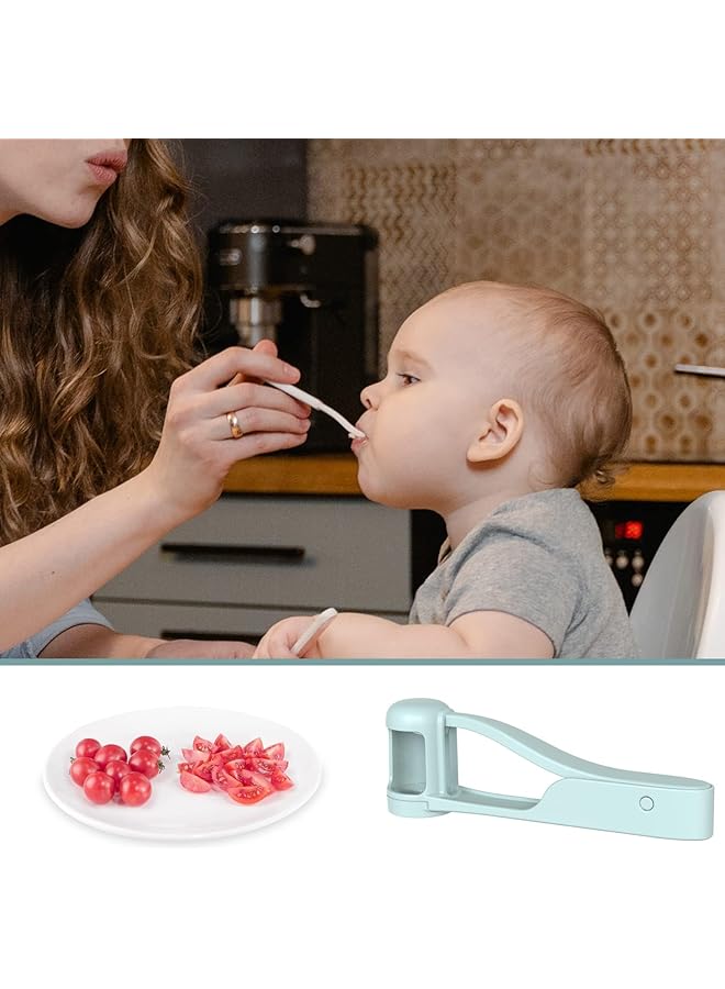 كاست ويف قطاعة عنب للأطفال، قطاعة فواكه من الفولاذ المقاوم للصدأ، قطاعة ربع عنب، مناسبة لتزيين كعكة سلطة الفاكهة والخضروات، أداة مطبخ لتقطيع الفاكهة (أزرق) - Image 4