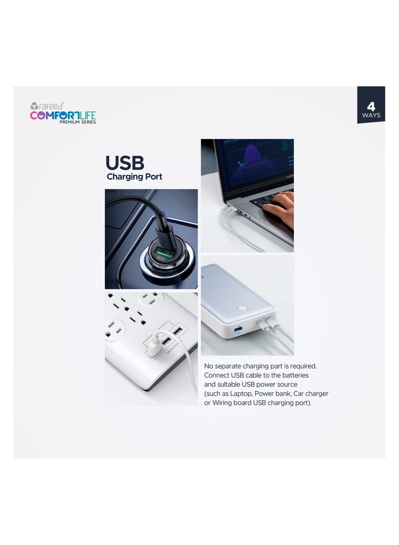 Rafeed 16340 Rechargeable batteries set/2, lithium-ion, Type-C charging 5VDC/320mA, with 2in1 cable, 3.7V, 700mAh, 2500mWh - Image 4