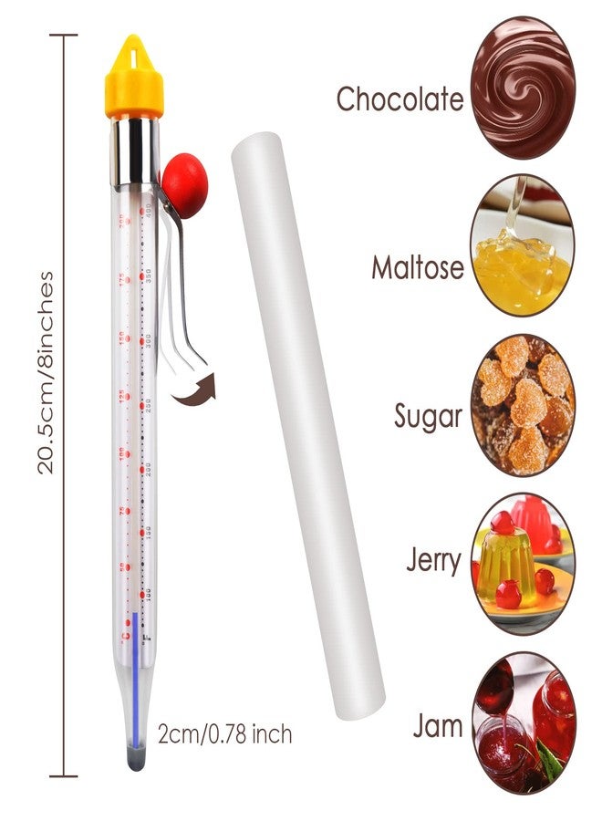ROLLMOSS Candy Thermometer Sugar Thermometer with Pot Clip 8 Inches Syrup Thermometer with Hanging Clip Kitchen Accessories for Baking, Cooking, Making Jam, Jelly, Candle - Image 2