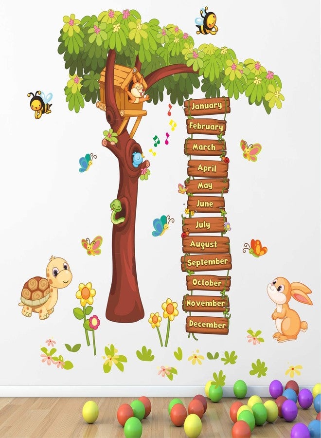 Byte Shop Months of The Year Kids Learning Education Nursery School Kinder Garden Wall Sticker 110cm x 100cm (Multicolour, Vinyl), Botanical - Image 1