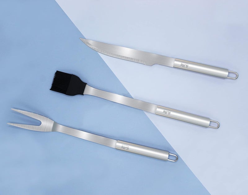 iLife BBQ Tools Set, Stainless Steel Barbecue Accessories with Storage Bags, Complete Outdoor Barbecue Grill Utensils Set, for Outdoor Picnic,Camping, Grilling (18 Pieces) - Image 5